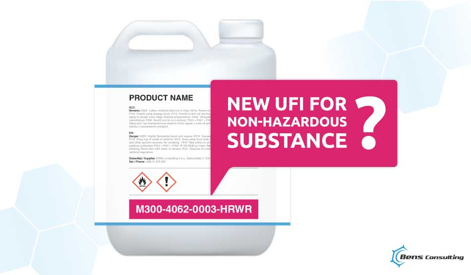 Do I require a new UFI if I add a non-hazardous substance to existing hazardous mixture?